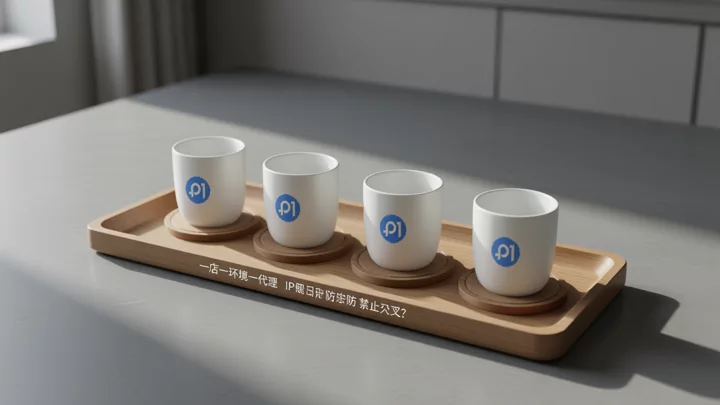 四个杯子各自放在独立杯垫上,示意店铺与环境的一一对应关系