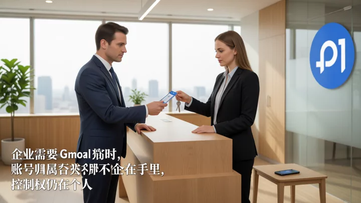 企业管理员向新员工交接门禁卡和钥匙,个人手机单独放在一旁