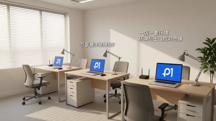 三组彼此独立的工位,每组配一台设备和一台路由器