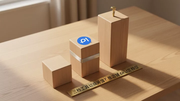 三档工具层级示意:从木质表格到金属轻量同步再到全量管理系统,高度代表功能深度