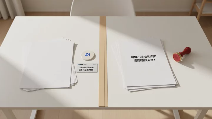 个体户与有限公司营业执照材料对照:左侧五项,右侧八项
