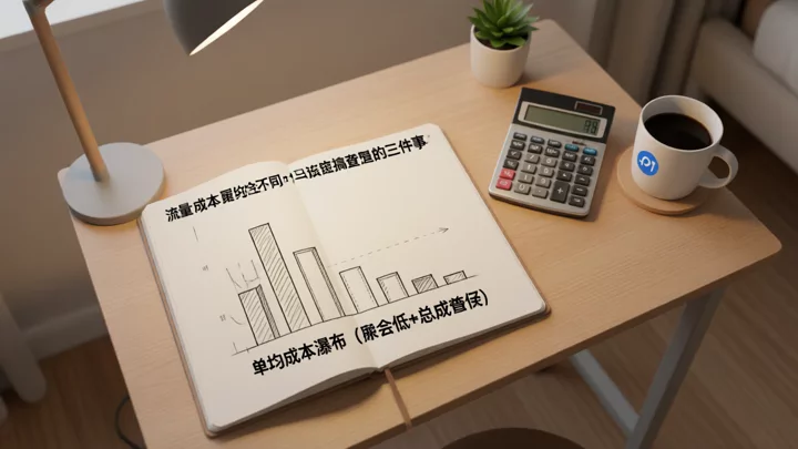 从客单价逐层减去佣金、广告、物流和退货后的净毛利瀑布示意
